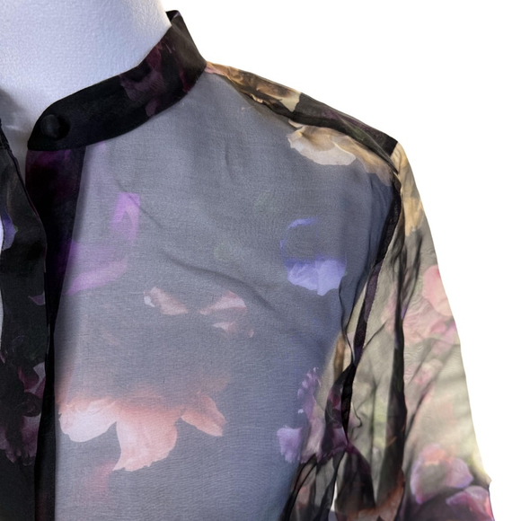 EQUIPMENT Boleyn Button front floral print sheer silk blouse size Small NWT $300 - Picture 7 of 11